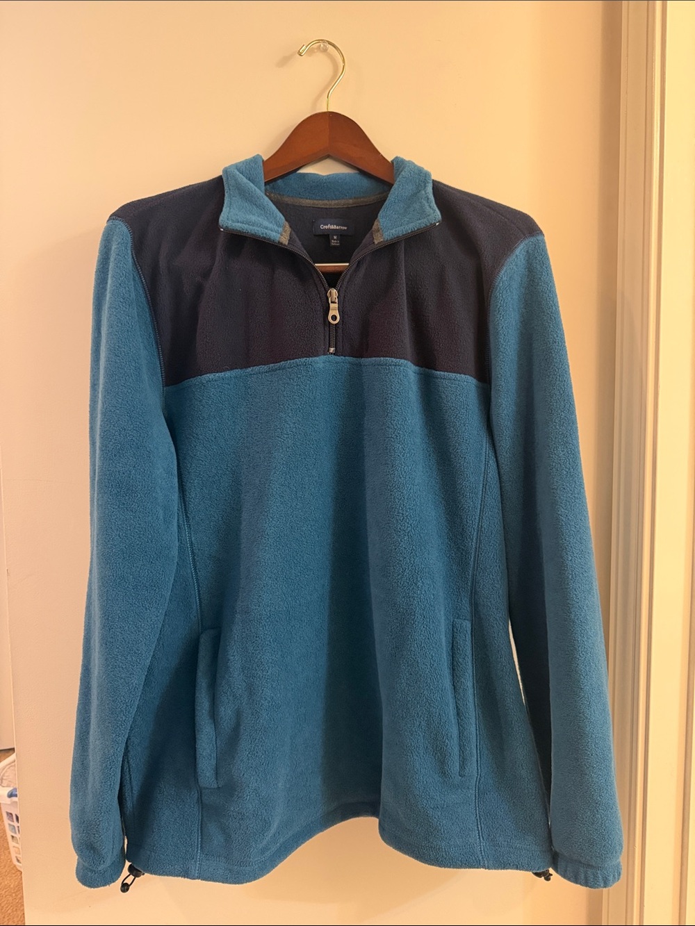 Coldwater Creek Men's Two-Tone Blue Half-Zip Fleece Pullover
